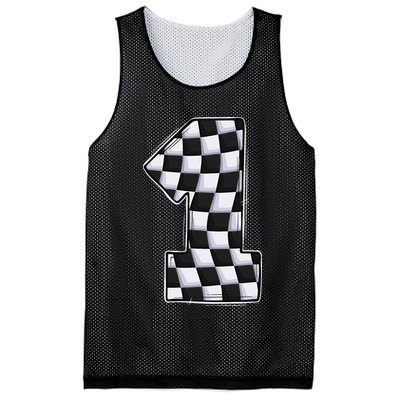 1 Year Old Pit Crew One Car Racing 1st Birthday Race Car Mesh Reversible Basketball Jersey Tank