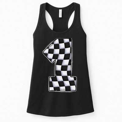 1 Year Old Pit Crew One Car Racing 1st Birthday Race Car Womens Tank Top