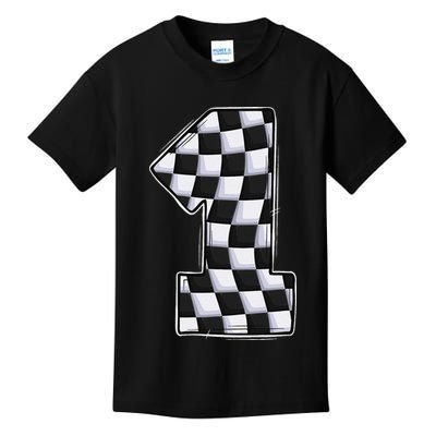 1 Year Old Pit Crew One Car Racing 1st Birthday Race Car Kids T-Shirt