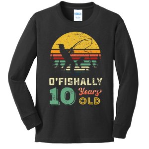 10 Years Old Fishing Gift 10 Yo Ten Year Old 10th Birthday Kids Long Sleeve Shirt