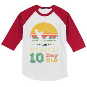 10 Years Old Fishing Gift 10 Yo Ten Year Old 10th Birthday Kids Colorblock Raglan Jersey