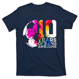 10 Years Of Being Awesome Soccer 10th Birthday T-Shirt