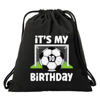 10 Years Old Soccer 10th Birthday Player Bday Party Drawstring Bag
