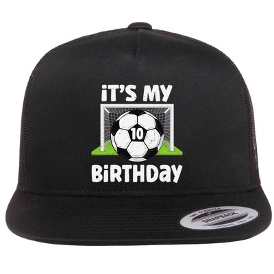 10 Years Old Soccer 10th Birthday Player Bday Party Flatbill Hat