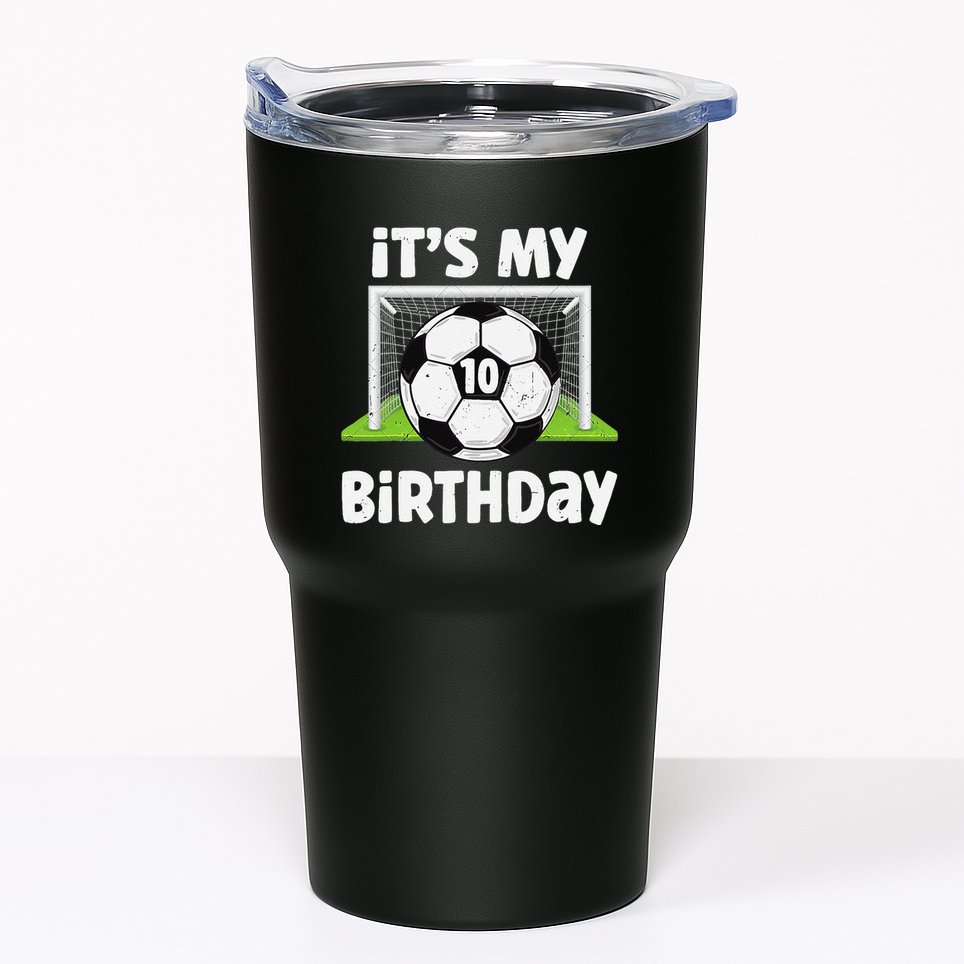 10 Years Old Soccer 10th Birthday Player Bday Party Tumbler