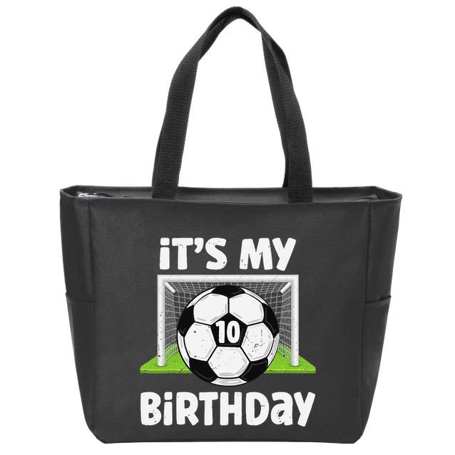 10 Years Old Soccer 10th Birthday Player Bday Party Zip Tote Bag