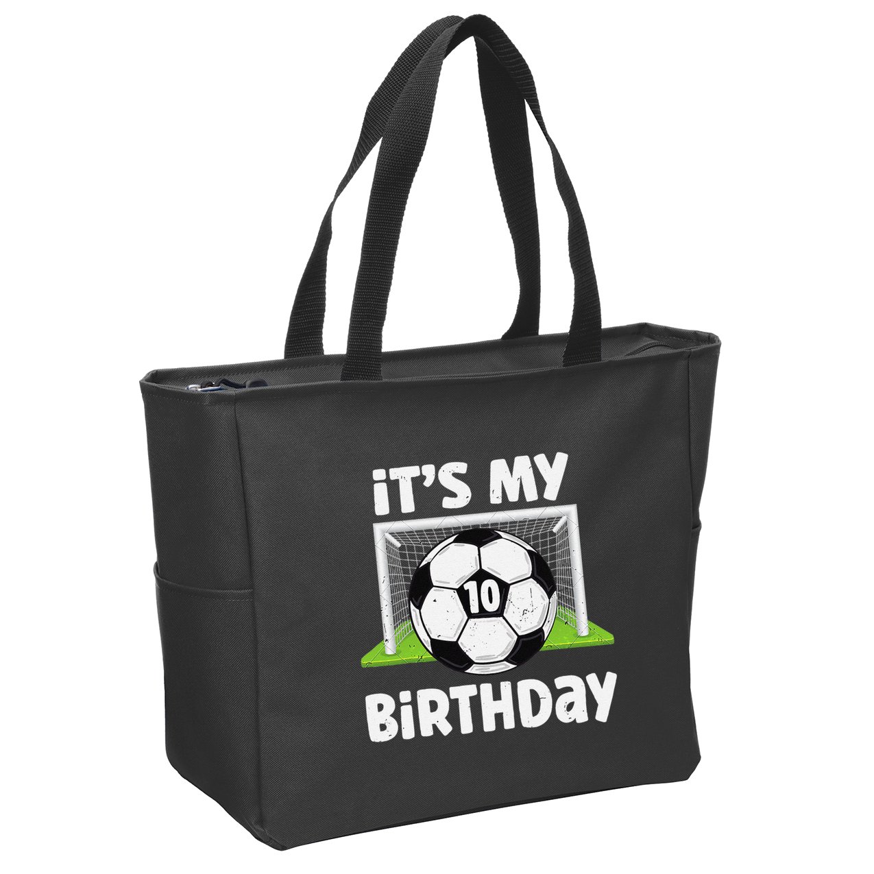 10 Years Old Soccer 10th Birthday Player Bday Party Zip Tote Bag