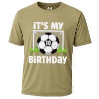 10 Years Old Soccer 10th Birthday Player Bday Party Cooling Performance Crew T-Shirt