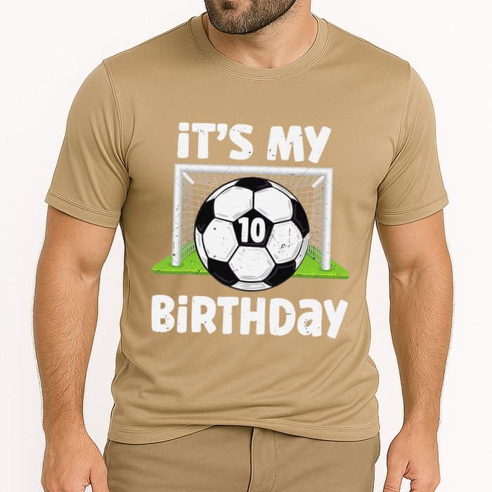 10 Years Old Soccer 10th Birthday Player Bday Party Cooling Performance Crew T-Shirt