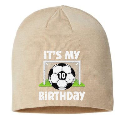 10 Years Old Soccer 10th Birthday Player Bday Party Sustainable Beanie