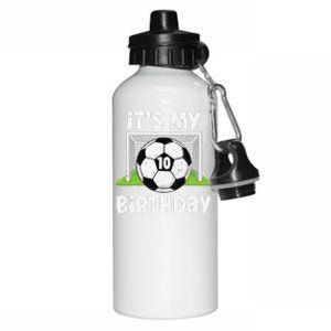 10 Years Old Soccer 10th Birthday Player Bday Party Aluminum Water Bottle