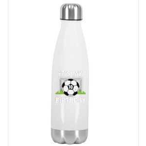 10 Years Old Soccer 10th Birthday Player Bday Party Stainless Steel Insulated Water Bottle