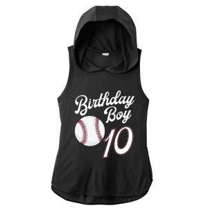 10 Years Old Baseball Themed 10th Birthday Party Sports Ladies PosiCharge Tri-Blend Wicking Draft Hoodie Tank