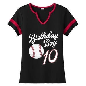 10 Years Old Baseball Themed 10th Birthday Party Sports Ladies Halftime Notch Neck Tee