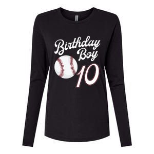 10 Years Old Baseball Themed 10th Birthday Party Sports Womens Cotton Relaxed Long Sleeve T-Shirt