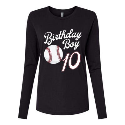 10 Years Old Baseball Themed 10th Birthday Party Sports Womens Cotton Relaxed Long Sleeve T-Shirt