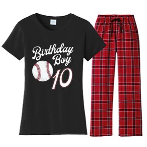 10 Years Old Baseball Themed 10th Birthday Party Sports Women's Flannel Pajama Set