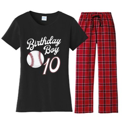 10 Years Old Baseball Themed 10th Birthday Party Sports Women's Flannel Pajama Set