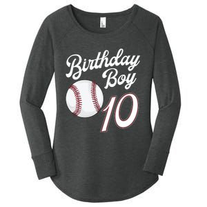 10 Years Old Baseball Themed 10th Birthday Party Sports Women's Perfect Tri Tunic Long Sleeve Shirt