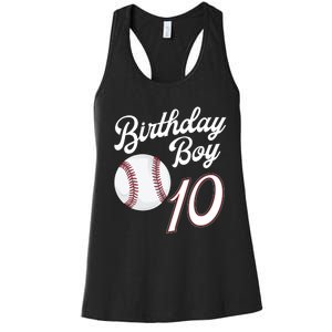 10 Years Old Baseball Themed 10th Birthday Party Sports Women's Racerback Tank