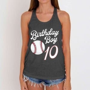 10 Years Old Baseball Themed 10th Birthday Party Sports Women's Knotted Racerback Tank