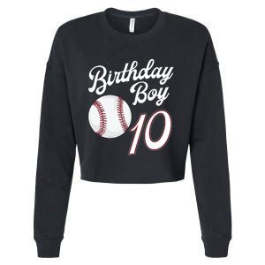 10 Years Old Baseball Themed 10th Birthday Party Sports Cropped Pullover Crew