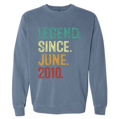 13 Years Old Legend Since June 2010 13th Birthday Garment-Dyed Sweatshirt