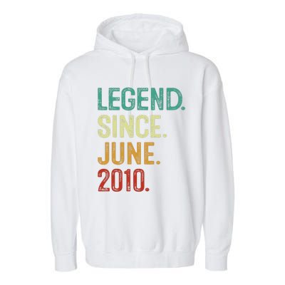 13 Years Old Legend Since June 2010 13th Birthday Garment-Dyed Fleece Hoodie