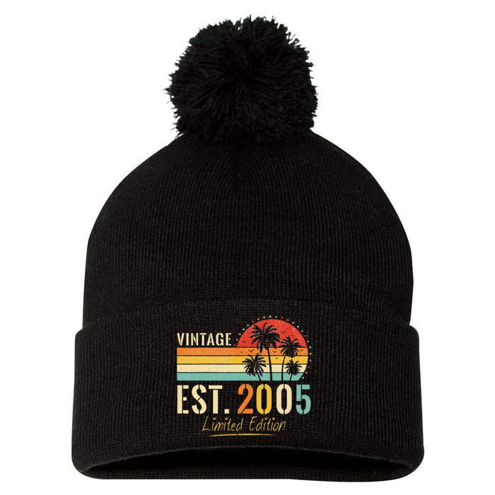 18 Years Old Vintage Est 2005 Limited Edition 18th Birthday Pom Pom 12in Knit Beanie