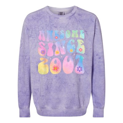 16 Year Old Awesome Since 2007 Tie Dye Flowers 16th Birthday Colorblast Crewneck Sweatshirt