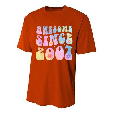 16 Year Old Awesome Since 2007 Tie Dye Flowers 16th Birthday Performance Sprint T-Shirt