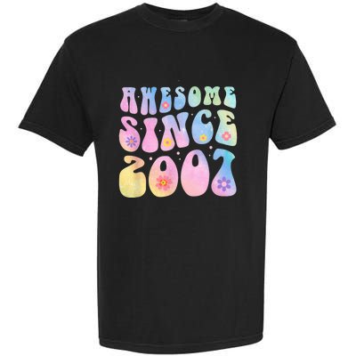 16 Year Old Awesome Since 2007 Tie Dye Flowers 16th Birthday Garment-Dyed Heavyweight T-Shirt