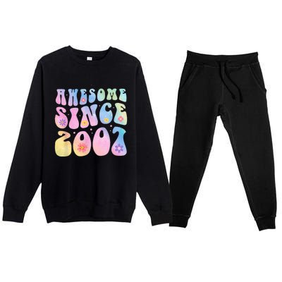 16 Year Old Awesome Since 2007 Tie Dye Flowers 16th Birthday Premium Crewneck Sweatsuit Set