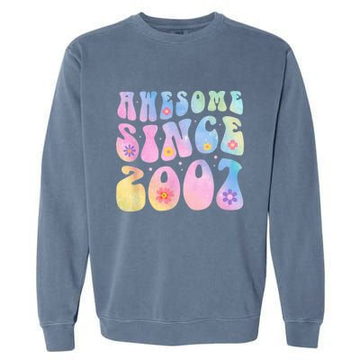 16 Year Old Awesome Since 2007 Tie Dye Flowers 16th Birthday Garment-Dyed Sweatshirt