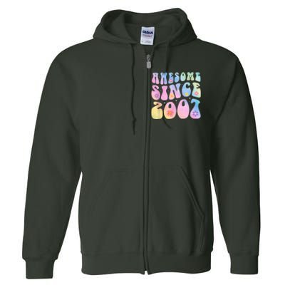 16 Year Old Awesome Since 2007 Tie Dye Flowers 16th Birthday Full Zip Hoodie