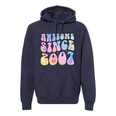 16 Year Old Awesome Since 2007 Tie Dye Flowers 16th Birthday Premium Hoodie