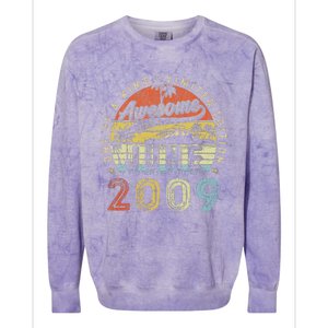 14 Year Old Awesome Since June 2009 14th Birthday Colorblast Crewneck Sweatshirt