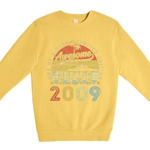 14 Year Old Awesome Since June 2009 14th Birthday Premium Crewneck Sweatshirt