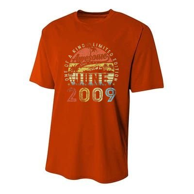 14 Year Old Awesome Since June 2009 14th Birthday Youth Performance Sprint T-Shirt