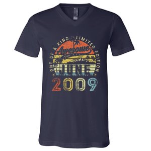 14 Year Old Awesome Since June 2009 14th Birthday V-Neck T-Shirt