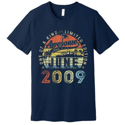 14 Year Old Awesome Since June 2009 14th Birthday Premium T-Shirt