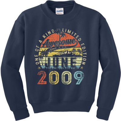 14 Year Old Awesome Since June 2009 14th Birthday Kids Sweatshirt