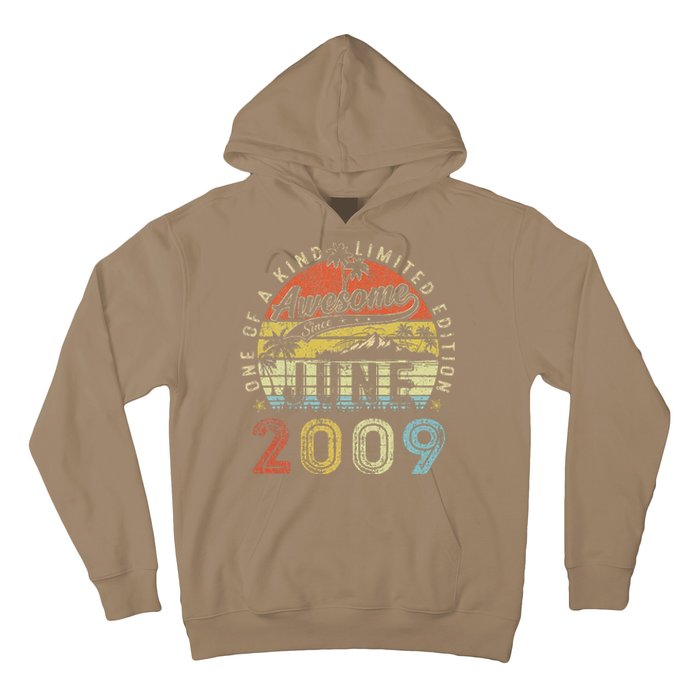 14 Year Old Awesome Since June 2009 14th Birthday Hoodie