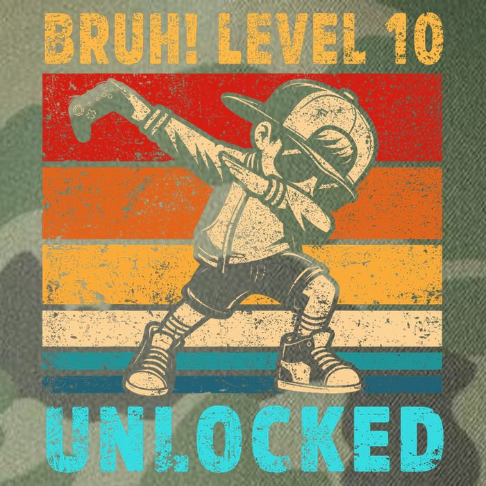 10 Year Old Birthday Dabbing Boy Bruh 10th Level Unlocked Legacy Tie Dye Trucker Hat