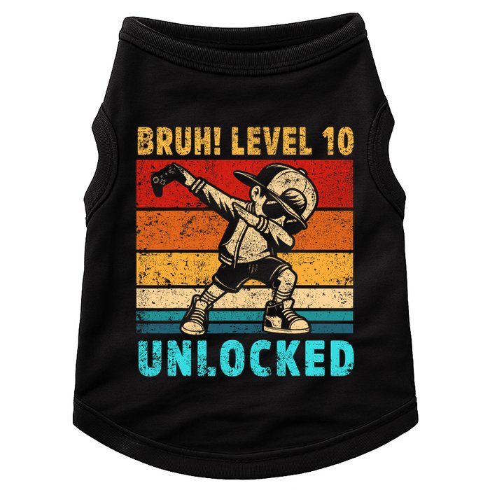 10 Year Old Birthday Dabbing Boy Bruh 10th Level Unlocked Doggie Tank