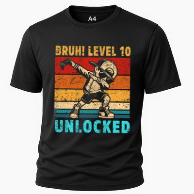 10 Year Old Birthday Dabbing Boy Bruh 10th Level Unlocked Performance Shirt