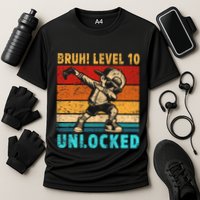10 Year Old Birthday Dabbing Boy Bruh 10th Level Unlocked Performance Shirt