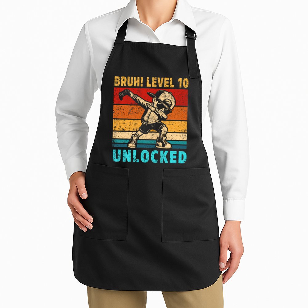 10 Year Old Birthday Dabbing Boy Bruh 10th Level Unlocked Apron