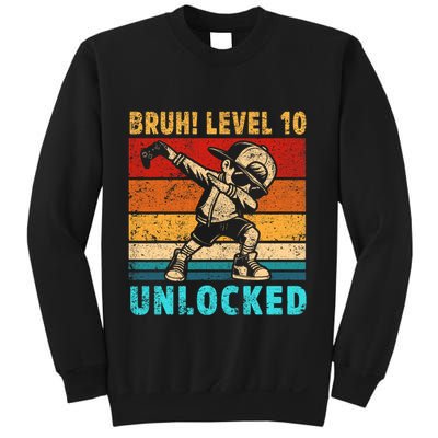 10 Year Old Birthday Dabbing Boy Bruh 10th Level Unlocked Sweatshirt