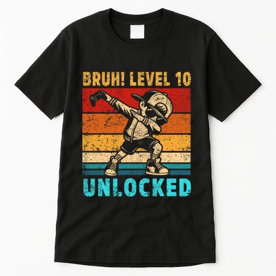10 Year Old Birthday Dabbing Boy Bruh 10th Level Unlocked Tall T-Shirt